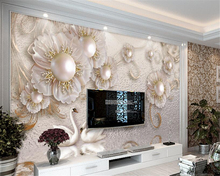 Beibehang papel de parede personalizado sala de estar quarto mural 3d joia estéreo flor sofá tv fundo 3d papel de parede mural 2024 - compre barato