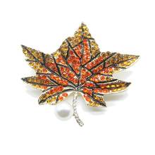 RHao New Yellow Orange Rhinestone Maple Leaf Brooches for Women Men Clothes jewelry buckles Kids Sycamore Leaves brooch pins 2024 - buy cheap