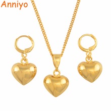Anniyo-Conjunto de pendientes pequeños de doble cara para mujer y niña, colgante de doble cara, Color dorado, regalo de boda #140506 2024 - compra barato