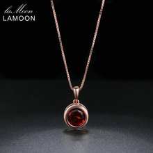 LAMOON Crystal Necklace For Women Natural Round Garnet 925 Sterling Silver Chain Pendant 18K Rose Gold Plated Fine Jewelry NI064 2024 - buy cheap