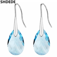 SHDEDE Fashion Jewelry Pear Shape Drop Dangle Earrings Blue Crystal from Swarovski Long Pendant Water Women Gift -45 2024 - buy cheap