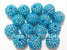 Grânulos azuis da bola do strass da resina da cor do ab de 20mm 100 pces, grânulos grossos para a fatura da joia das crianças 2024 - compre barato