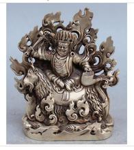 8" Silver Protector Deity White Mammon Buddha Dagger On Horse Sheep Buddha Statue 2024 - buy cheap