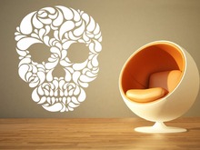 Crânio decalque da parede de vinil halloween cabeça escura crânio mural arte adesivo crânio padrão quarto casa decoração decorativa 2024 - compre barato