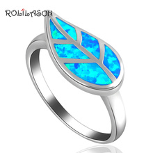 Roilason завод стиль лист дизайн синий огненный опал Штампованные 925 серебряные ювелирные изделия для здоровья кольца для женщин США #6 #7 #7,5 #8 #9 OR689 2024 - купить недорого