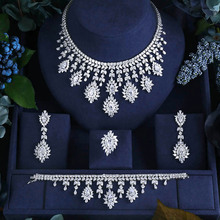 BRILLIANT CRYSTAL ZIRCON EARRINGS AND NECKLACE BRACELET RINGS FULL SET JEWELRY SET WEDDING DRESS ACCESSARIES 2024 - buy cheap