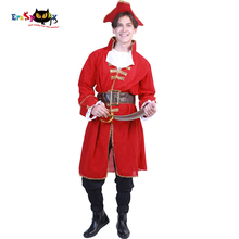 Fantasia de halloween apagável para adultos, soldado vermelho, cosplay de pirata, capitão preto, coração, pirata, traje medieval masculino 2024 - compre barato