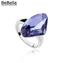 Bebella anel de cristal grande, 3 cores, joia de casamento, feito com cristais austríacos, de swarovski, para meninas, presente de natal 2024 - compre barato