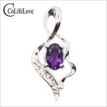 0.6 ct VVS grade natural amethyst pendant for woman solid 925 silver amethyst jewelry romantic jewelry birthday gift for girl 2024 - buy cheap