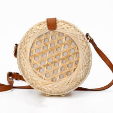 Bolsa de palha redonda feminina, bolsa feita a mão, de vime, para praia, cruzada, boêmia, 2019 2024 - compre barato