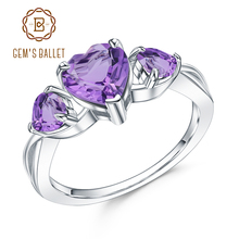 GEM'S BALLET-Anillo de piedras preciosas de Plata de Ley 925 auténtica para mujer, amatista Natural, anillos de corazón, regalo de joyería de San Valentín 2024 - compra barato