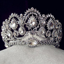 Винтажная корона, большие стразы, Хрустальная тиара принцессы для выпускного вечера, свадебные аксессуары для волос 2024 - купить недорого