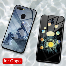 For Oppo R15 case glass back art spaceman cover case for Oppo R9 R9S R11 R11S Plus R17 R15 F9 Pro Find X A7X Reno 2024 - buy cheap