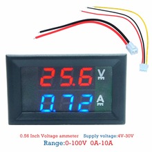 Mini digital voltímetro amperímetro dc 100v 10a painel amp volt tensão medidor de corrente tester 0.28 "azul vermelho duplo display led deng 2024 - compre barato