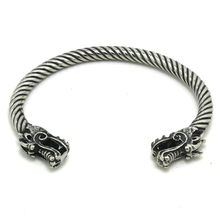 Brazalete de cabeza de dragón de acero inoxidable 316L, pulsera de doble brazalete de cabeza de dragón, estilo Punk, fiesta, Animal de la suerte, más vendido 2024 - compra barato