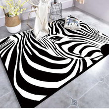 Скандинавские ковры для гостиной с 3D принтом зебры, супер мягкий фланелевый пластиковый Противоскользящий коврик для спальни 2024 - купить недорого