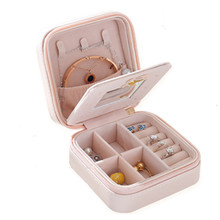 Women's Mini Earrings Jewelry Box Makeup Mirror Ladies Necklace Ring Storage Box Travel Cosmetic Bag Accessories Supplie 2024 - buy cheap