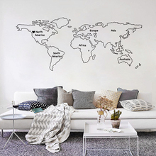 Adesivo de parede para sala de estar, arte, decoração, vinil, à prova d'água, mapa mundi com nomes de continentes, l692 2024 - compre barato