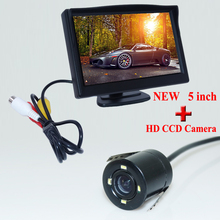 2 em 1 Digital de 5 polegadas TFT LCD Espelho Estacionamento Monitor Do Carro + 170 Graus Mini Câmera de visão Traseira Do Carro Assistência de Estacionamento Automático sistema 2024 - compre barato