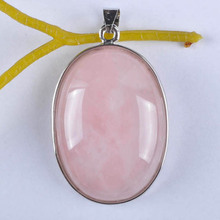 Colgante de Gema ovalada con cuentas de cristal de Rosa natural para regalo S945 2024 - compra barato