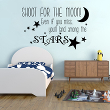 Наклейка на стену Shoot For The Moon, декор для детской комнаты, виниловая настенная наклейка со звездами, милая мечта, настенная Фреска с надписью Good Sleep, Виниловая наклейка AY1568 2024 - купить недорого