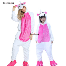 Winter Boy Girl Unicorn Pajamas Women Sleepwear Adults Pijamas Cartoon Animal Stitch Panda Kigurumi Onesie Pyjamas Kids Jumpsuit 2024 - buy cheap