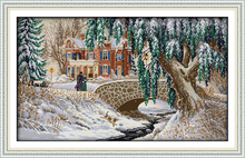 Snow-covered landscape(5) cross stitch kit lanscape garden 14ct 11ct count printed canvas stitching embroidery DIY needlework 2024 - buy cheap