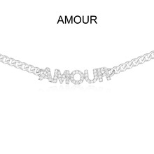 SLJELY Luxury Brand 925 Sterling Silver Letter AMOUR Chain Necklace Micro Cubic Zirconia Alphabet Choker Fine Women Jewelry 2024 - buy cheap