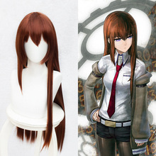 Anime Steins Gate Makise Kurisu Christina Assistant Auburn Straight 100cm / 1M Long Straight Synthetic Hair Cosplay Wig +Wig Cap 2024 - buy cheap