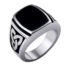 Stainless Steel Ring  Black Silver Ring  Knot Signet Rings Size 7-15 Width 17mm wedding rings men-free shipping 2024 - buy cheap