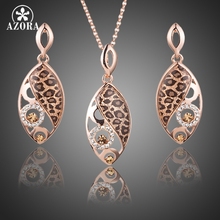 AZORA-pendientes de gota y colgante de cristal austriaco de Stellux, conjunto de joyería de leopardo único con Color oro rosa, TG0209 2024 - compra barato