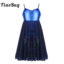 Tiaobug-vestido de ballet com lantejoulas brilhantes, malha espaguete, vestido tutu de balé para crianças, palco, dança lírica 2024 - compre barato