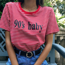 Vintage Stripped camiseta nueva moda ropa para mujer verano tapas letra 90's bebé impreso camiseta Harajuku Streetwear 2024 - compra barato