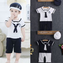 2018 Newborn Toddler Baby Boys Romper Infant Soilder Clothes Captain Outfit Sunsuit 0-24M 2024 - buy cheap