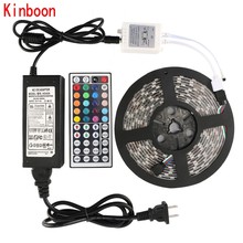 Nova RGB 5050 DC 12 V LED Luz de Tira impermeável 5 M 300 LED Flexível Mutável Luz + 44key IR controle Remoto + Adaptador de Energia 5A 2024 - compre barato