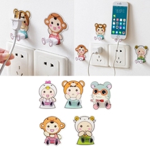 Cartoon Plug Holder Electrical Wire Organizer Storage Rack Wall Sticky Key Hook 2024 - buy cheap