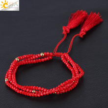 CSJA Friendship Bracelets Fringe Tassel Pendant Faceted Crystal Beads Braided Bracelet Lover Jewelry Gift Adjustable Rope S096 2024 - buy cheap