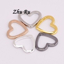 ZHU RU 20 unids/lote 9*10mm, anillo de cobre con corazón de melocotón hueco, Pendientes colgantes para pareja, accesorios para collar 2024 - compra barato