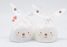 Bolsa de plástico de oreja de conejo blanco, 100 Uds., 15,5x27cm, para galletas, comida, pastel, panadería, golosinas de boda para regalar 2024 - compra barato