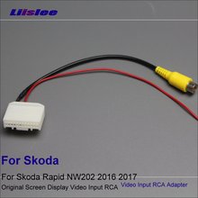 Liislee original interruptor de entrada de vídeo rca adaptador conector conversor cabo fio para skoda rapid nw202 2016 2017 câmera visão traseira 2024 - compre barato