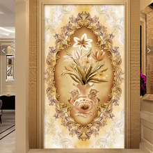 Beibehang Custom hand-painted high-end entrada fundo papel de parede 3d papel de parede sala de estar corredor murais pintura decorativa 2024 - compre barato