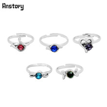 40pcs Children Crystal Rings Wholesale Lot Assorted Cute Kid  Gift Party Adjustable Silver Plated Fashion Jewelry 2022 - buy cheap