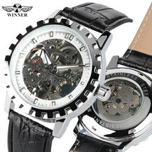 Fashion Skeleton Dial Automatic Mechanical Watch for Men Black Leather Band Watches for Male  Business Watches Gift for Teen 2024 - buy cheap