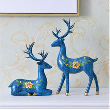 Bela resina sika veados artesanato, decoração desktop em casa, animais bonitos, presentes de Natal, Europeu mobiliário doméstico 2024 - compre barato