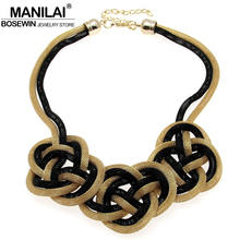 MANILAI Women Big Chunky Necklace Alloy Chain Knot Pendant Collar Chokers Statement Necklaces Maxi Handmade Jewelry Boho Choker 2024 - buy cheap