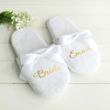 Personalized Wedding Slippers With Lace Bride Slippers Bridesmaid Gifts Custom Print Shoes Bachelorette Party Favors 2024 - buy cheap