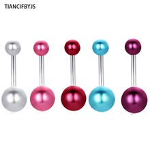 TIANCIFBYJS-Piercing de acero inoxidable para el ombligo, Piercing para la oreja, Bola de perla, pendiente de mancuerna, mezcla de joyas del cuerpo, 6 colores, 100 Uds. 2024 - compra barato