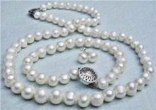 Akoya-collar de perlas cultivadas blancas auténticas, conjunto de pulsera y pendientes, 8-9mm 2024 - compra barato