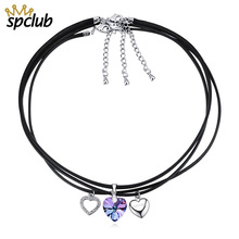 3 Pcs Sets Austrian Element Crystal Love Heart Choker Necklaces for Women Statement Necklaces & Pendants Bijoux Femme Jewelry 2024 - buy cheap