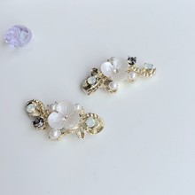 27*13MM 20Pcs Flower Shape Glass Bead & Light Gold Color Alloy Charms Jewelry Pendants 2024 - buy cheap